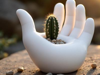 Flower pot in the shape of a hand 2