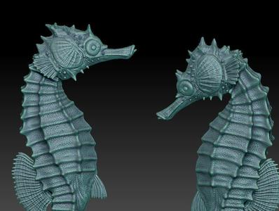 two seahorses
