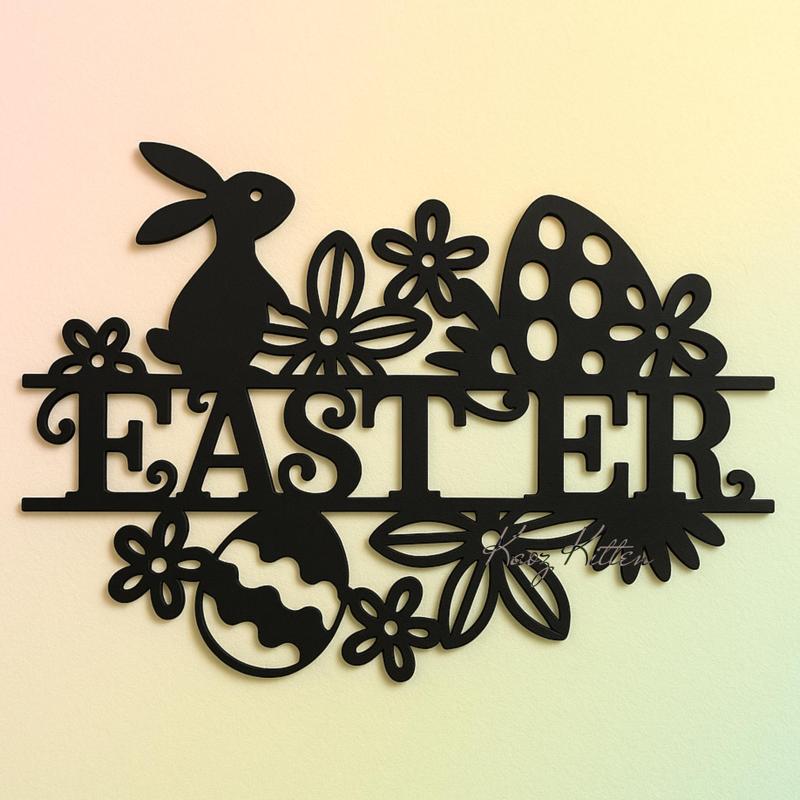 happy easter sign wall art bunny rabbit home decor