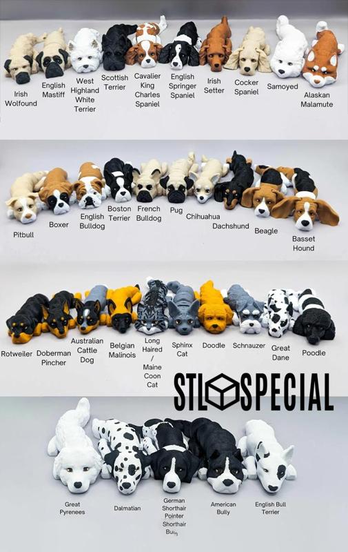Dogs Articulated Flexi Toy Keychain Pack STL Special