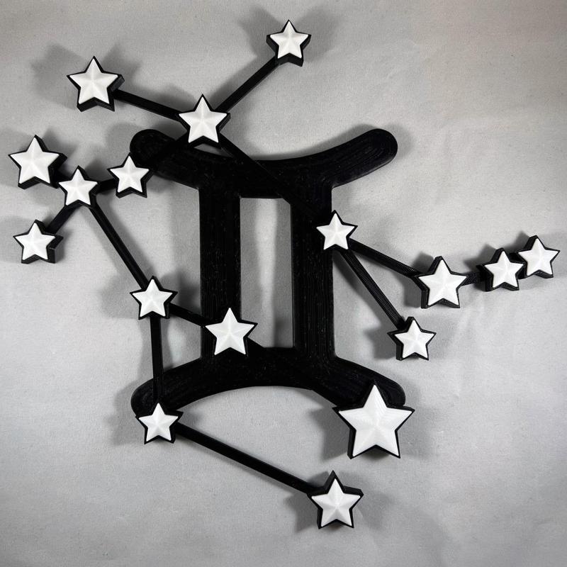 Gemini Zodiac Constellation – 3D Printable Gemini Art STL Files - NO AMS - COMMERCIAL LICENSE