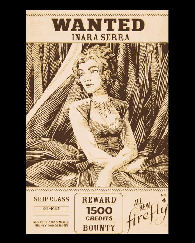 Wanted poster of Inara Serra from Firefly - Fan art Hueforge print
