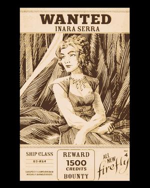 Wanted poster of Inara Serra from Firefly - Fan art Hueforge print