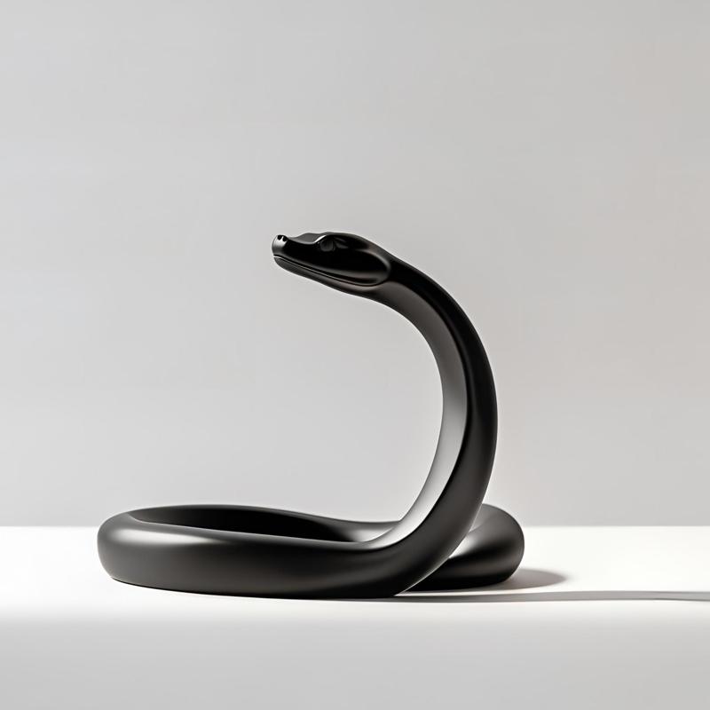 Minimalist Design Snake Statue "BlackMamba"