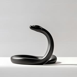 Minimalist Design Snake Statue "BlackMamba"