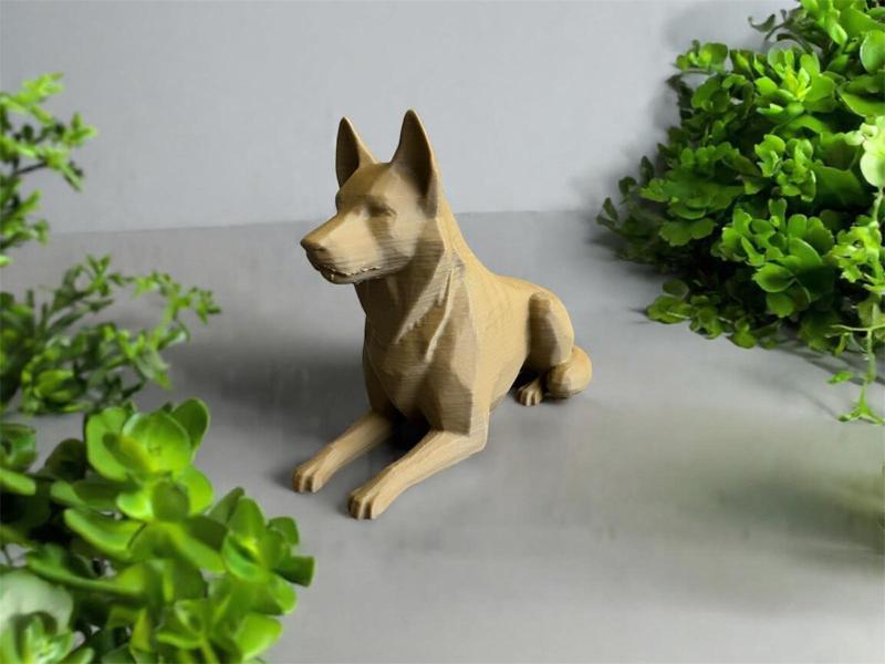 Low-Poly German Shepherd Dog Statue