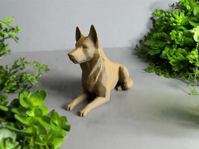 Low-Poly German Shepherd Dog Statue