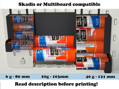 Glue stick holder for Skadis or Multiboard.