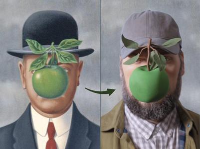 Apple Mask based on 'Son of Man' by René Magritte