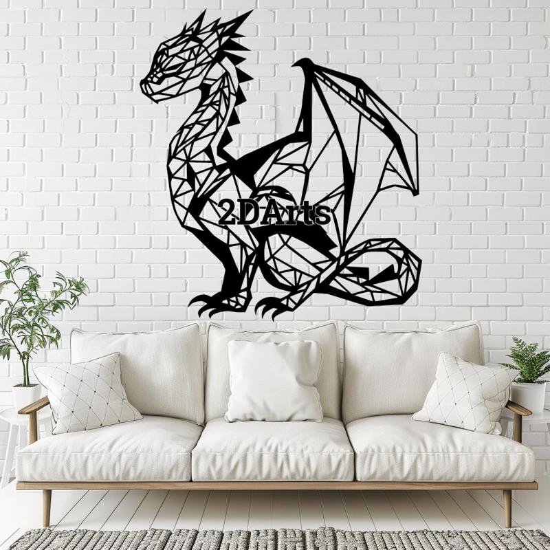 Low Poly Dragon 2D Wall Art/Window Art - Digital STL & SVG File for 3D Printing or Laser Cutting