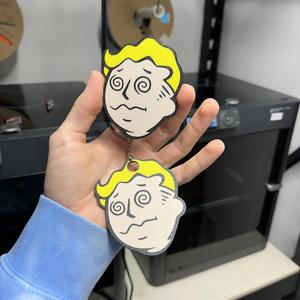 FALLOUT VAULT BOY HEAD  (Dizzy) KEYCHAIN, DISPLAY, COASTER