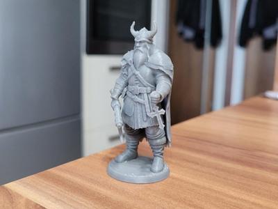 Viking Warrior with Horned Helmet and Axe