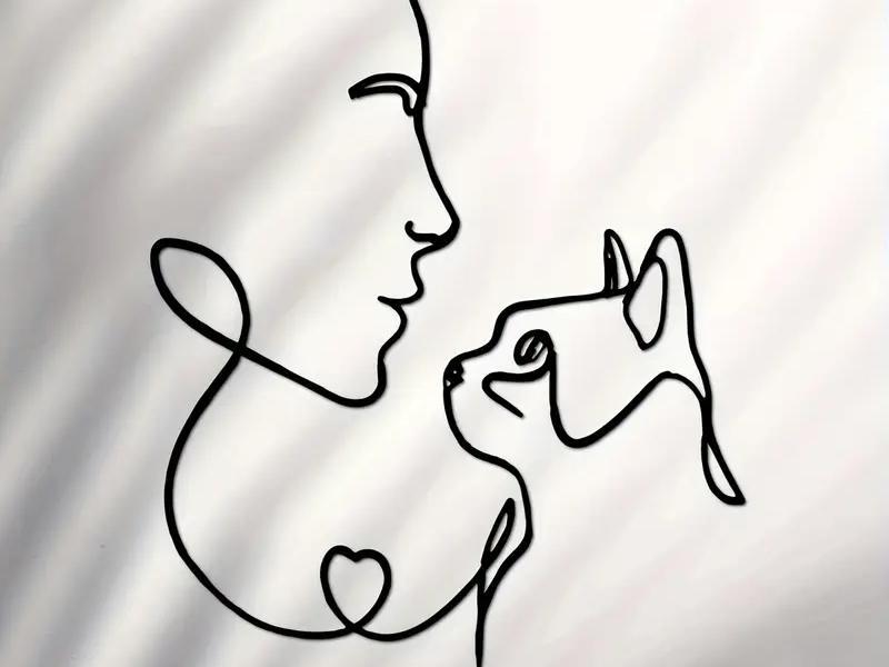 Sweet Gaze Wall Decoration Woman and Cat