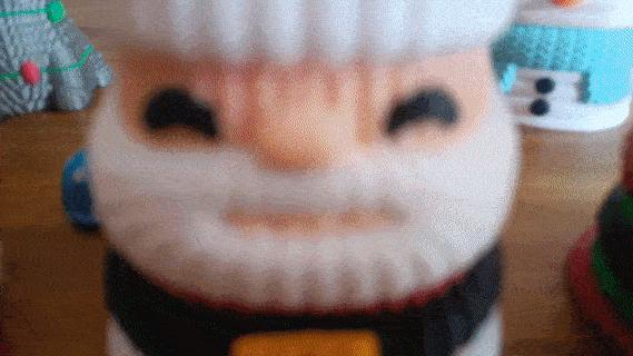 Santa and Snowman - Christmas multicolor knitted container - Not needed supports