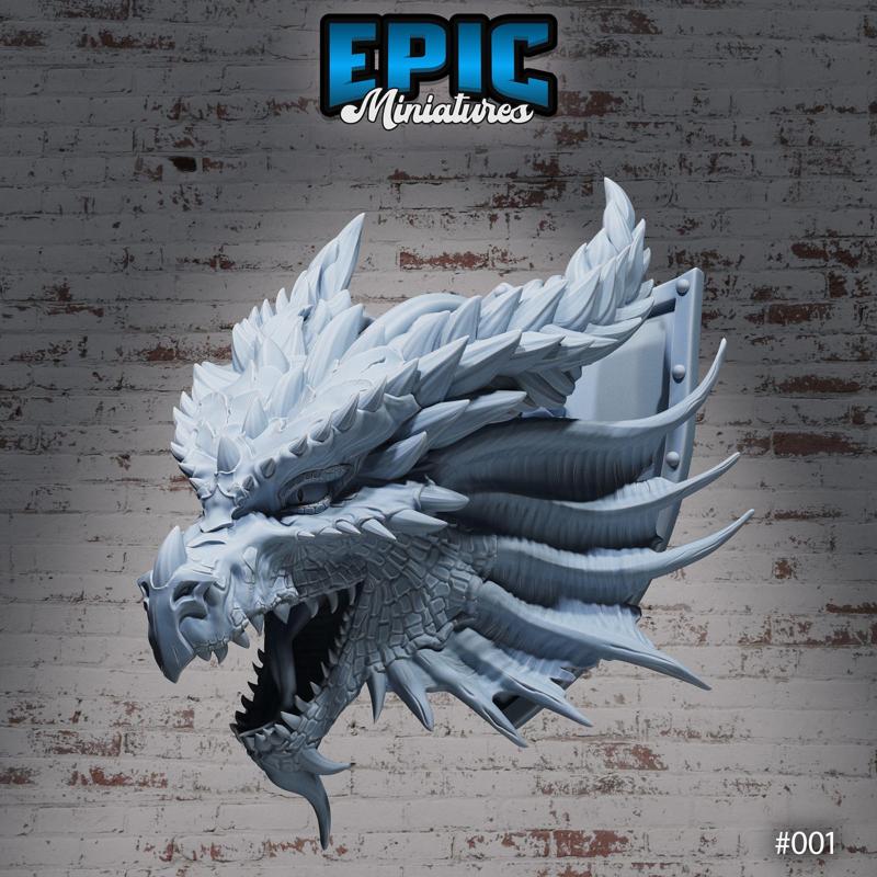 Red Dragon Wall Trophy / Drake Decoration / Collectible Monster / Fantasy Figure / Magical Beast Statue / Legendary Draconic Army