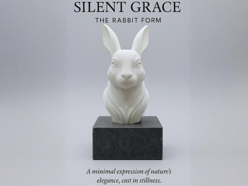 Elegant Rabbit Animal Head Sculpture Figurine