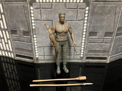 PREDATOR CUSTOM ACTION FIGURE. DUTCH MUDDY FINAL BATTLE ARNOLD SCHWARZENEGGER. KENNER, HASBRO, SUPER 7, 3.75", 1/18