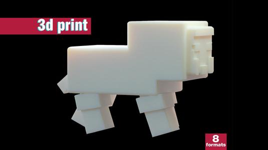 Minecraft-Inspired Blocky Baby Sheep