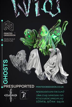 Ghosts - 3 Models - Undead Creature - PRESUPPORTED - Illustrated and Stats - 32mm scale 