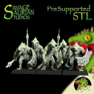 Lizardmen - Crested Iguanisaurus Warriors with Spears