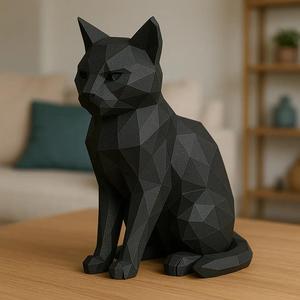 Modern Geometric Low Poly Cat Kitten   