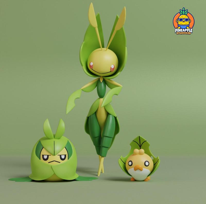 Pokemon - Sewaddle Swadloon and Leavanny
