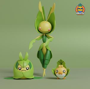 Pokemon - Sewaddle Swadloon and Leavanny