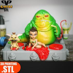 Jabba the Hutt Chibi Diorama STL for 3D Printing ChibiSTL 3DXM