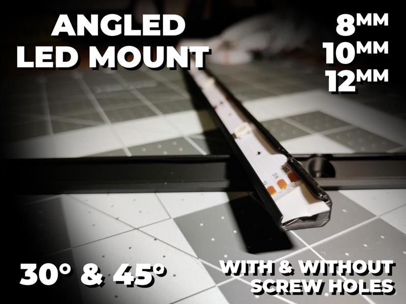 LED Strip Angled Mounts 8 / 10 / 12mm - 30 / 45deg
