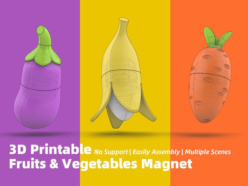 3D Printable Fruits & Vegetables Magnet