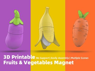 3D Printable Fruits & Vegetables Magnet