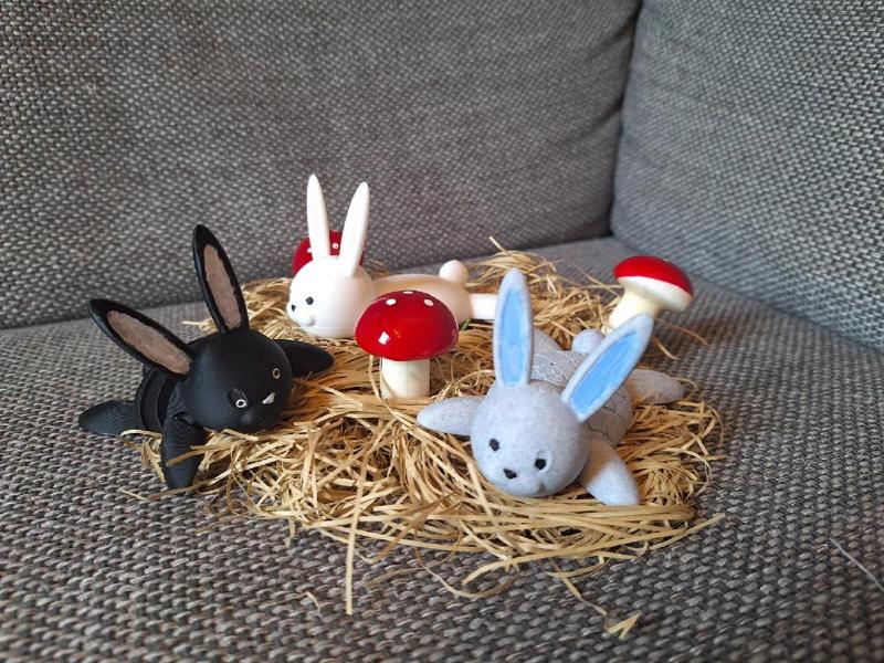 Tacco, the tired rabbit / Freddy flexy rabbit / Alfred the articulated rabbit   