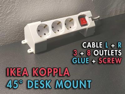 IKEA KOPPLA power strip 45° desk mount