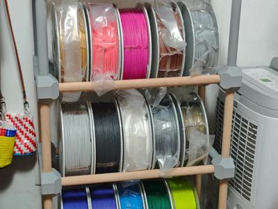 A 3D-printed filament rack optimized for storage