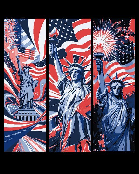 Set of 3 Bookmarks - Celebration of July 4th in the USA