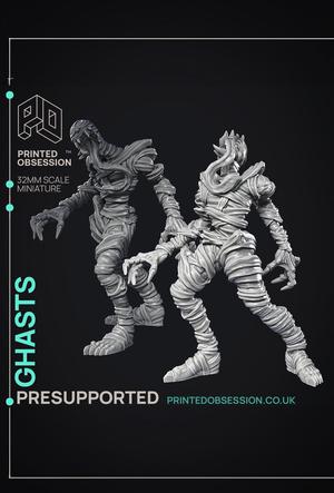 Ghasts - 2 models - Undead Creature - Ghast Busters - PRESUPPORTED - Illustrated and Stats - 32mm sc