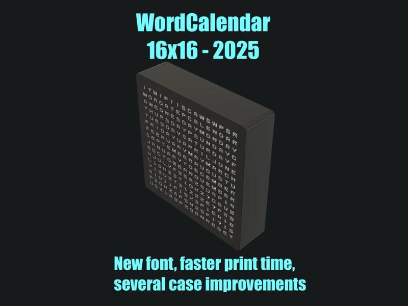 WordCalendar 16x16 - 2025