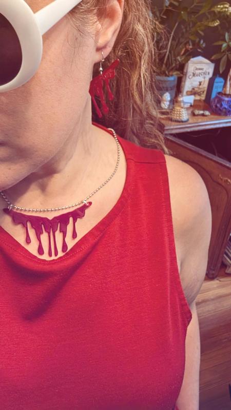 Plead the Fifth. Bloody Toxic Jewelry Set - Earrings and Necklace