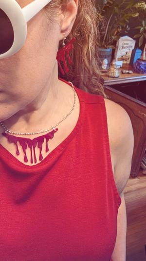 Plead the Fifth. Bloody Toxic Jewelry Set - Earrings and Necklace