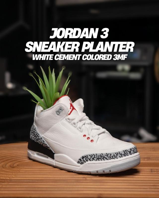 Jordan 3 Sneaker Planter White Cement Colorway