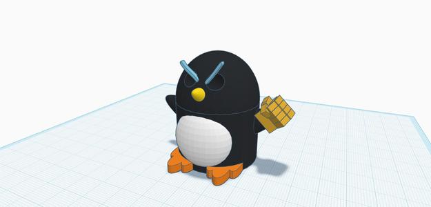 Cute, angry penguin with gauntlet