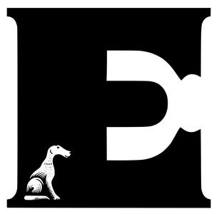 Letter E interesting shape with and without a dog