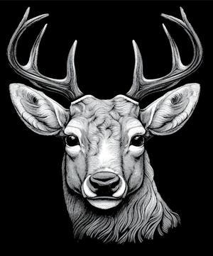 Deer Portrait 3D Wall Art | Hueforge Art Animal Photography in Black and White 