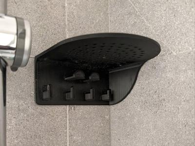 Shower Angle Shelf with Hooks and Razor Holder