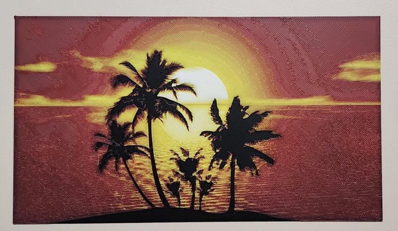 Sunset and Palm Trees Version 1 (hueforge)