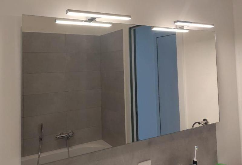 Cable holder LED lights bathroom mirror