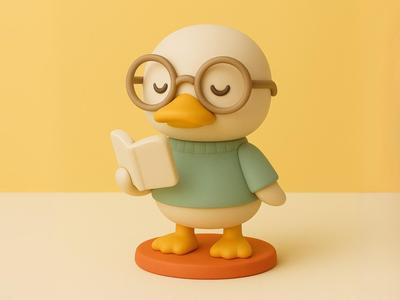 Duck with book