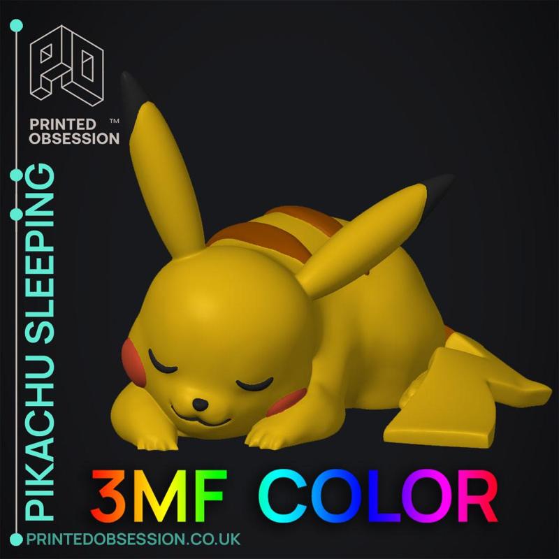 Pikachu Sleeping - 3MF Colour Print - Pokemon - Fan Art