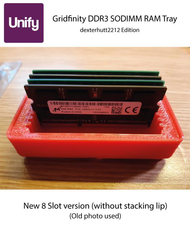 Gridfinity DDR3 SODIMM Tray (dexterhutt2212 edition)