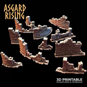 Small Ruins (Straight & Curved) /Terrain/ /Pre-supported/